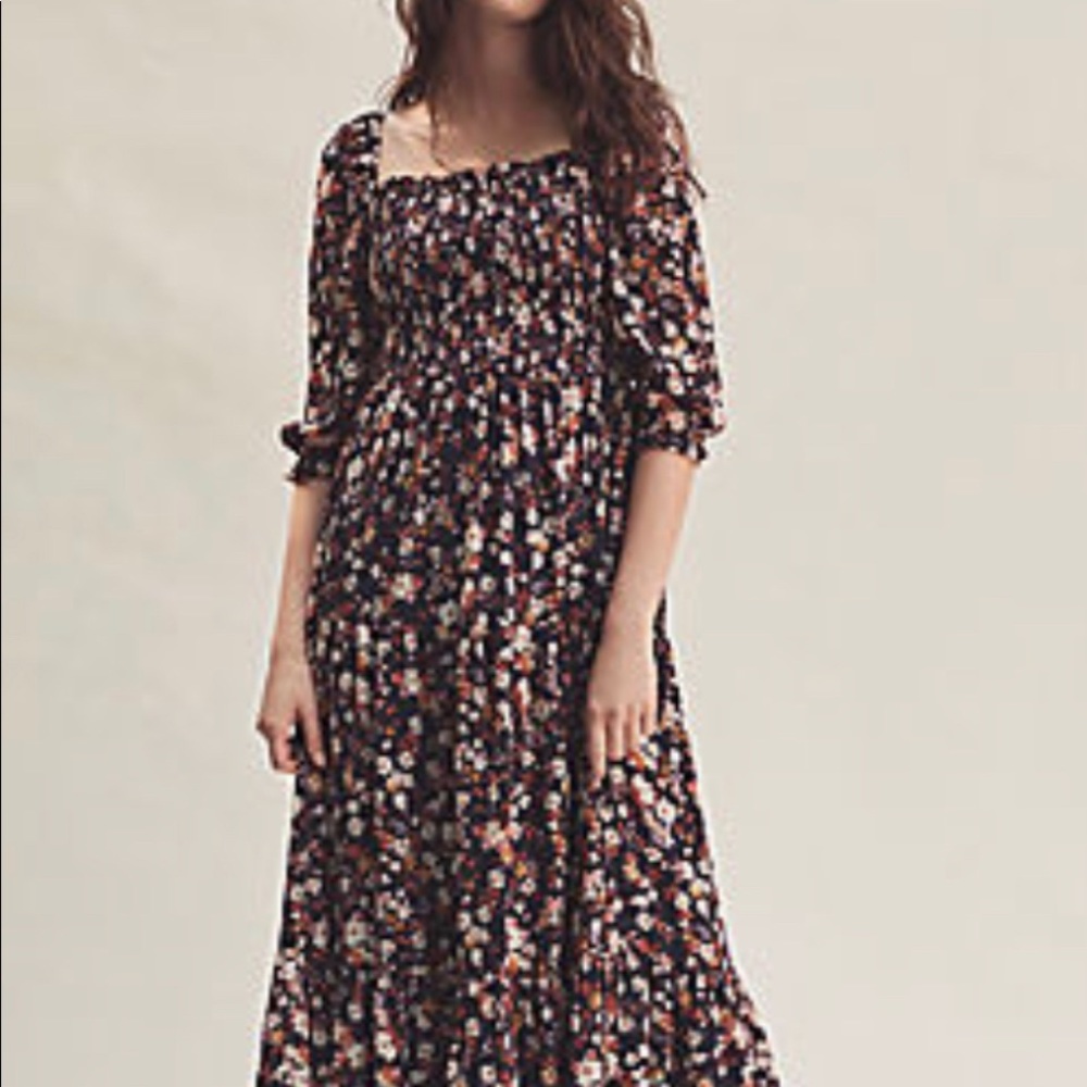 Ann Taylor Smocked Maxi Floral Dress